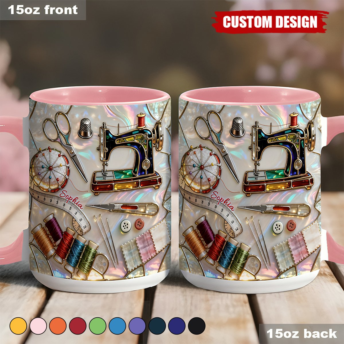 Personalized Sewing Accent Mug -Gift For Sewing Lover