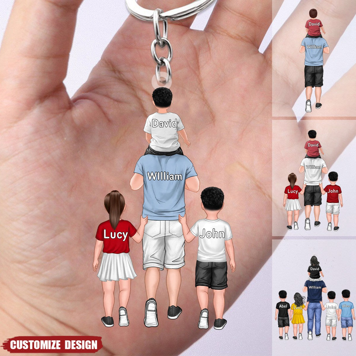 Personalized Dad And Kids Keychain