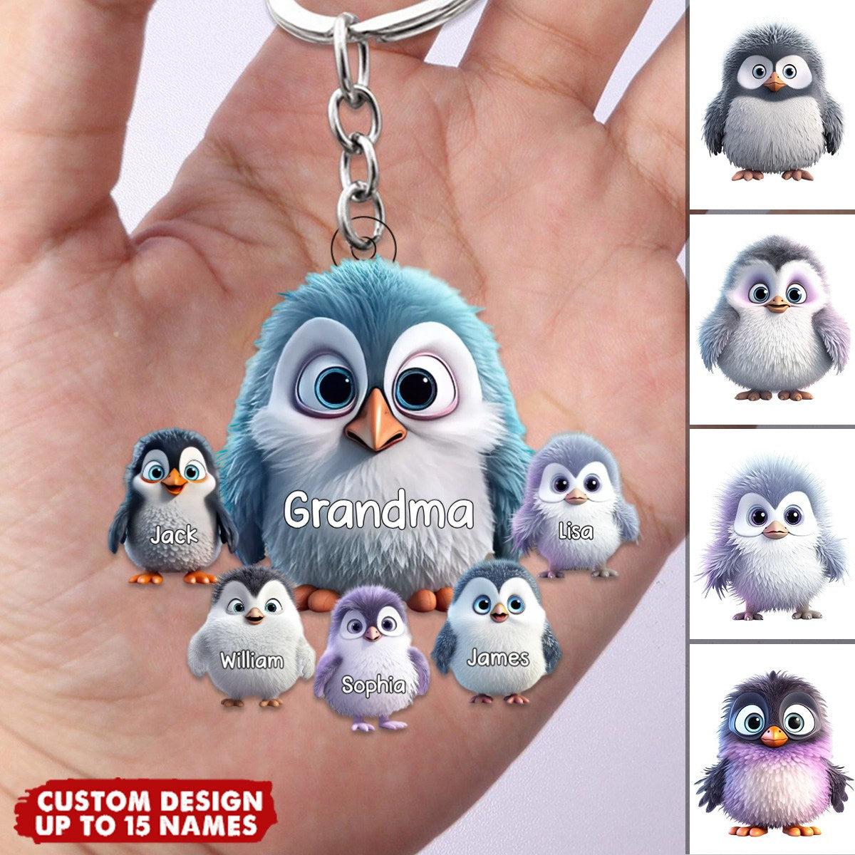 Personalized Cooler Penguins with Kid Names Acrylic Keychain