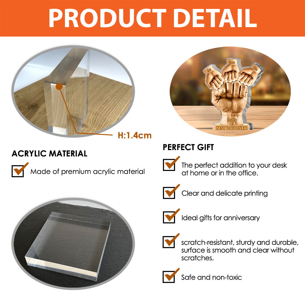 Best Dad Ever - Personalized Father Shaped Acrylic Plaque