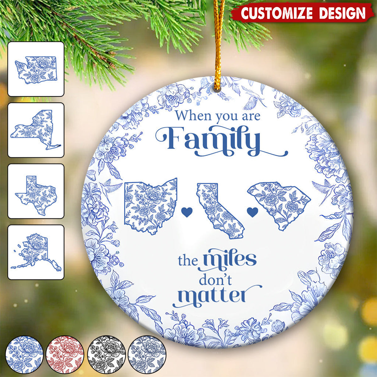 A Gift of Togetherness for Long Distance Family, Friends, or Sisters-Personalized Family Ornament