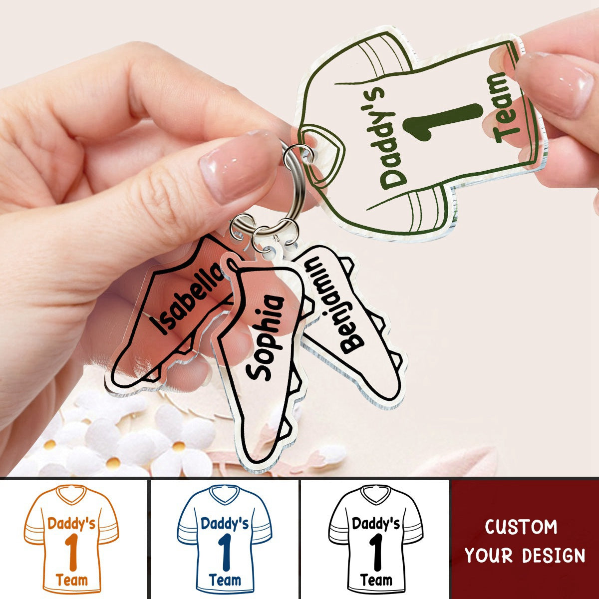 Daddy's Team - Gift For Father, Dad - Personalized Acrylic Tag Keychain