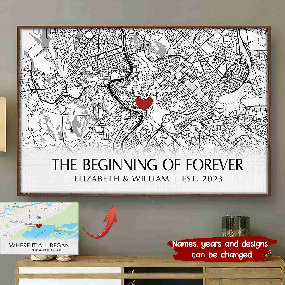 Where It All Began - Personalized Horizontal Poster - Gift For Couple