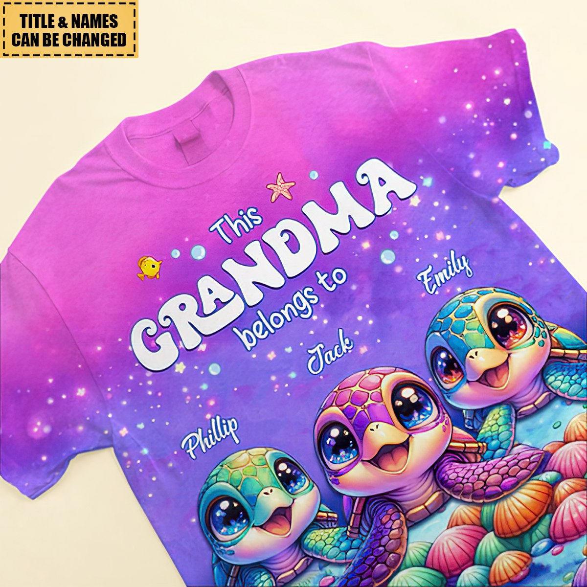 This Grandma Belongs To Colorful Turtle Personalized 3D T-shirt