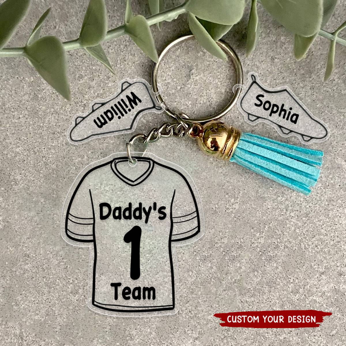 Daddy's Team - Gift For Father, Dad - Personalized Acrylic Tag Keychain
