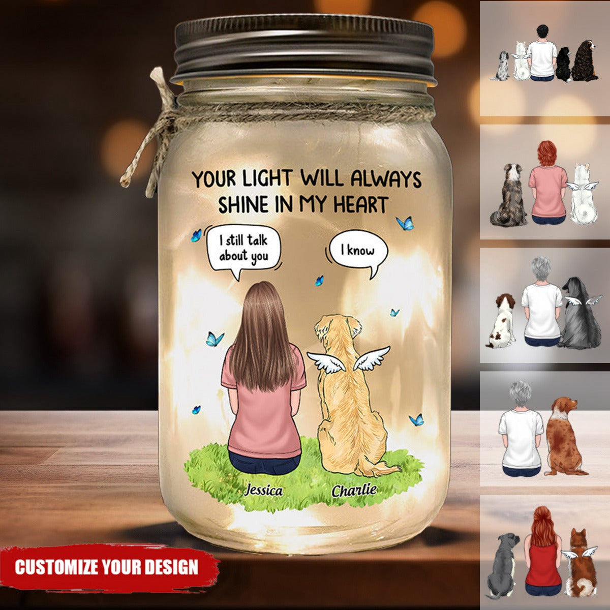 My Heart Was Not Ready To Lose You - Memorial Personalized Mason Jar Light