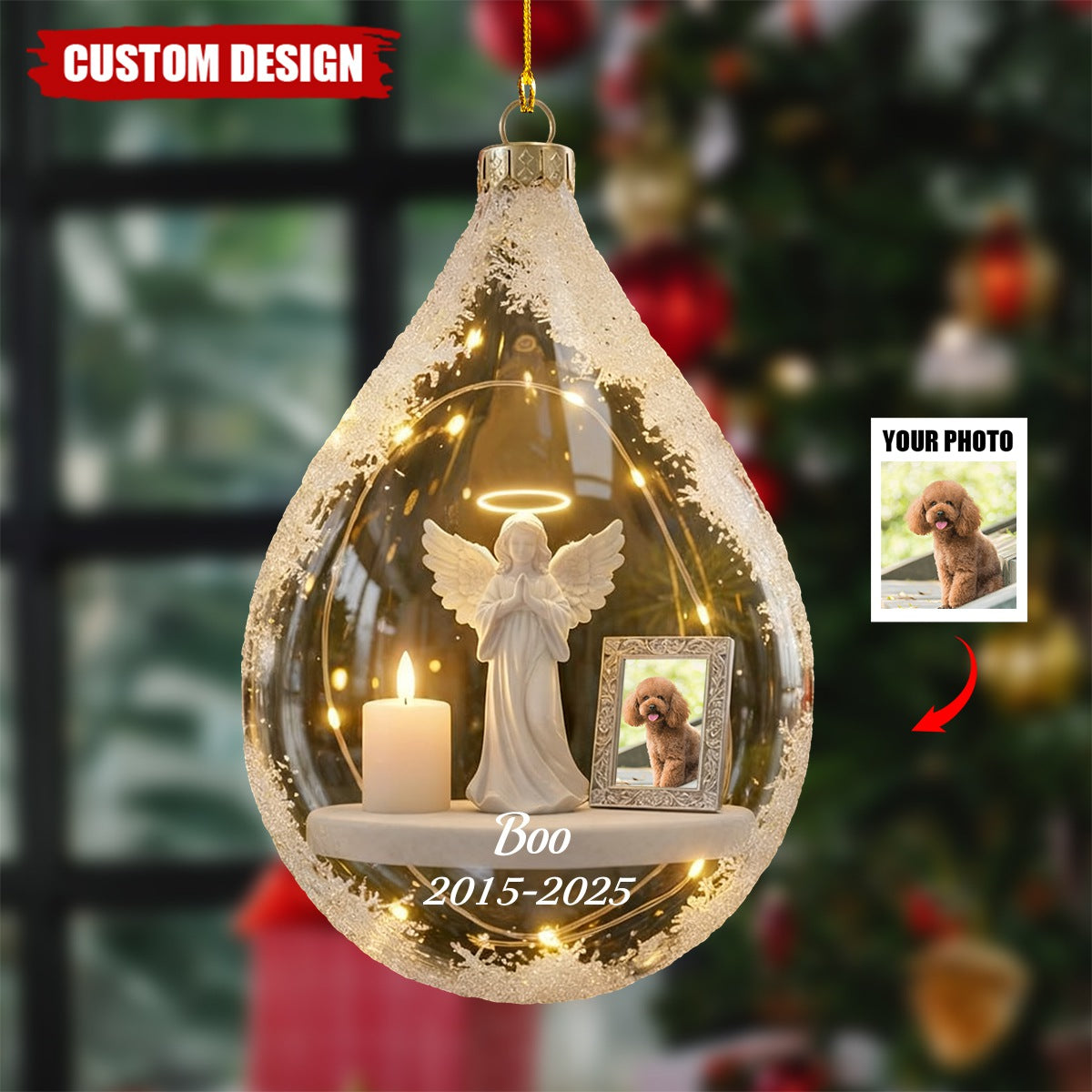 Personalized Angel&Candle Memorial Christmas Ornament – Memorial Gift For Dog Cat Lovers