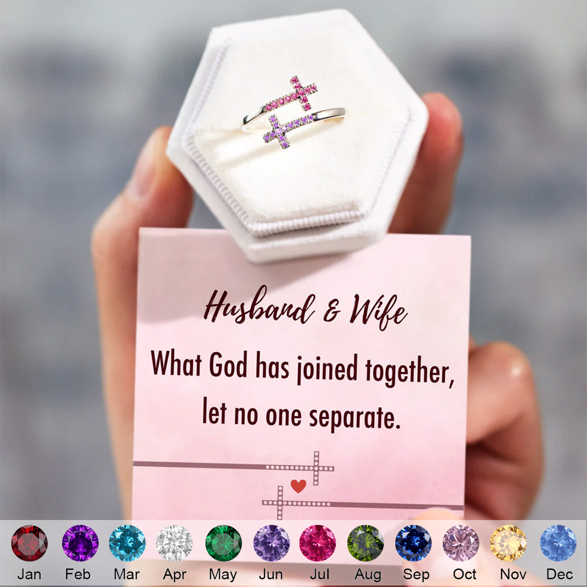 For Love - Double Cross Custom Birthstones Ring