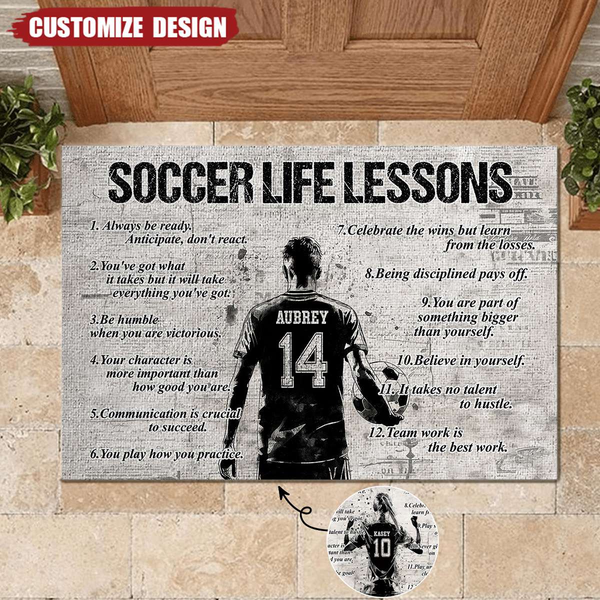 Personalized Soccer Life Lessons Doormat - Gift For Soccer Lovers