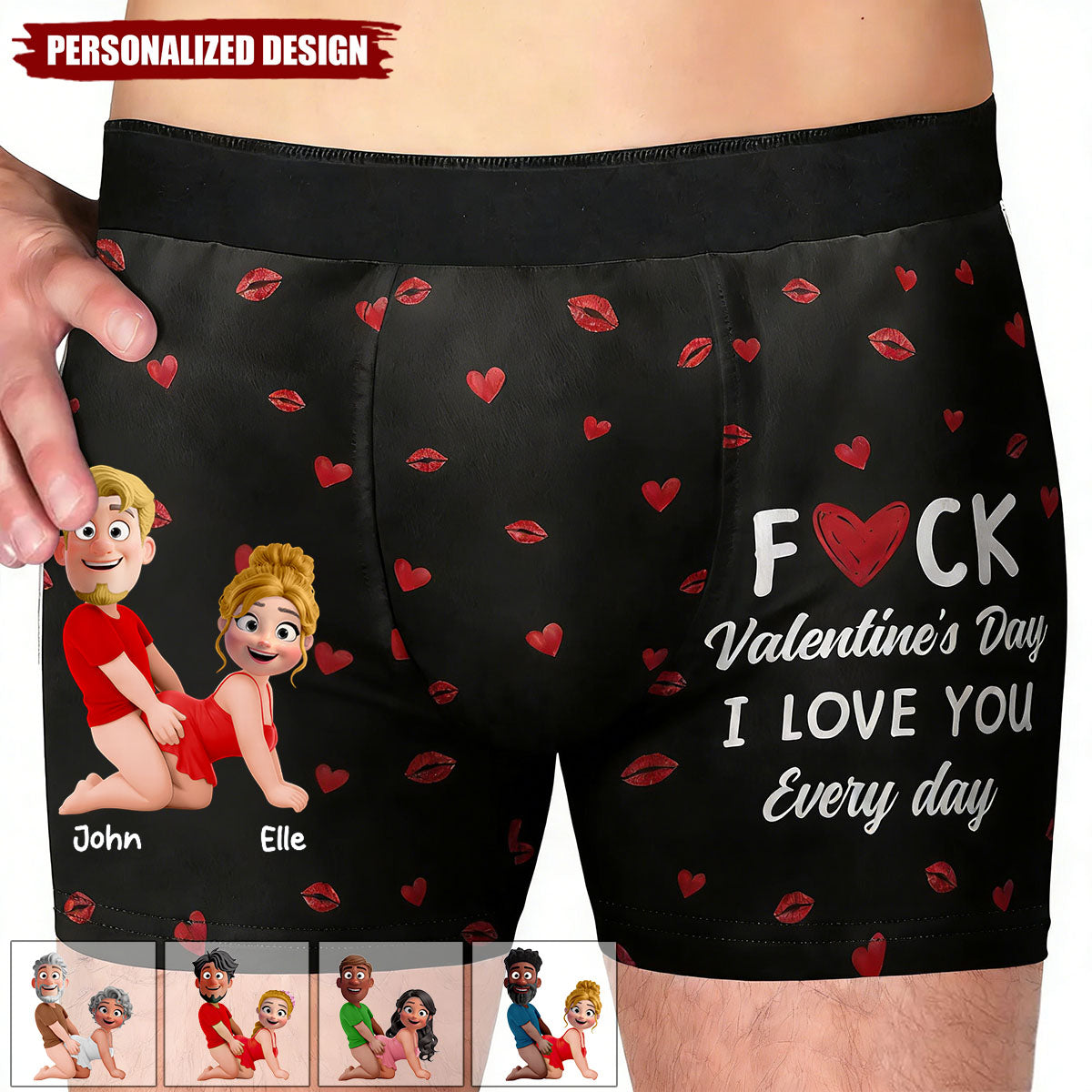 I Love You Every Day-Personalized Couple Men's Boxer Briefs