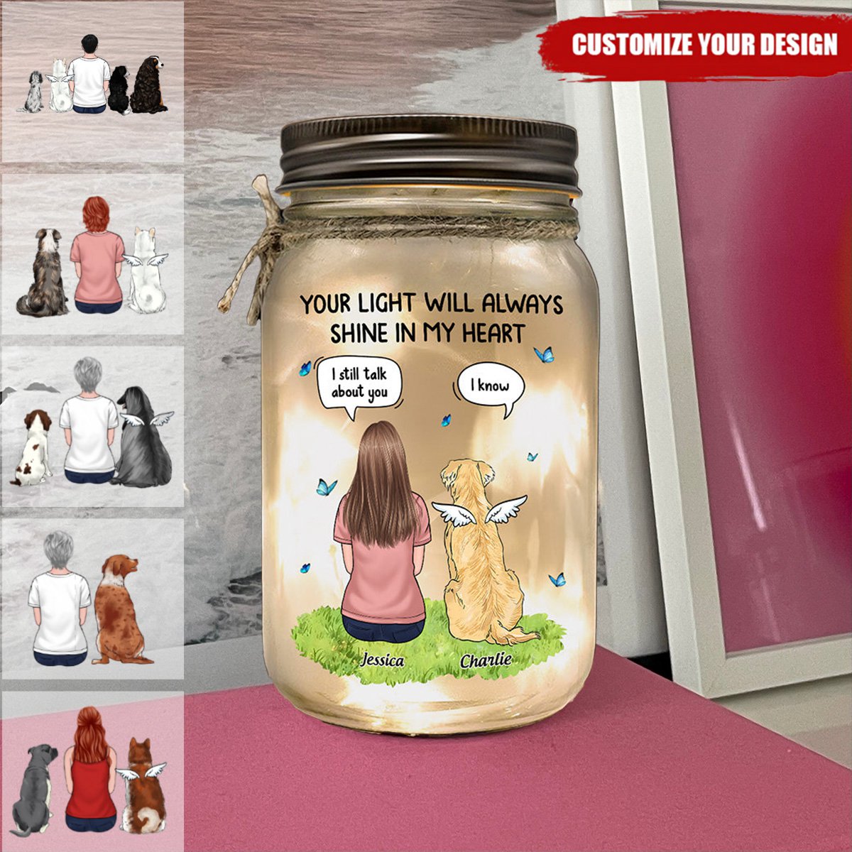 My Heart Was Not Ready To Lose You - Memorial Personalized Mason Jar Light