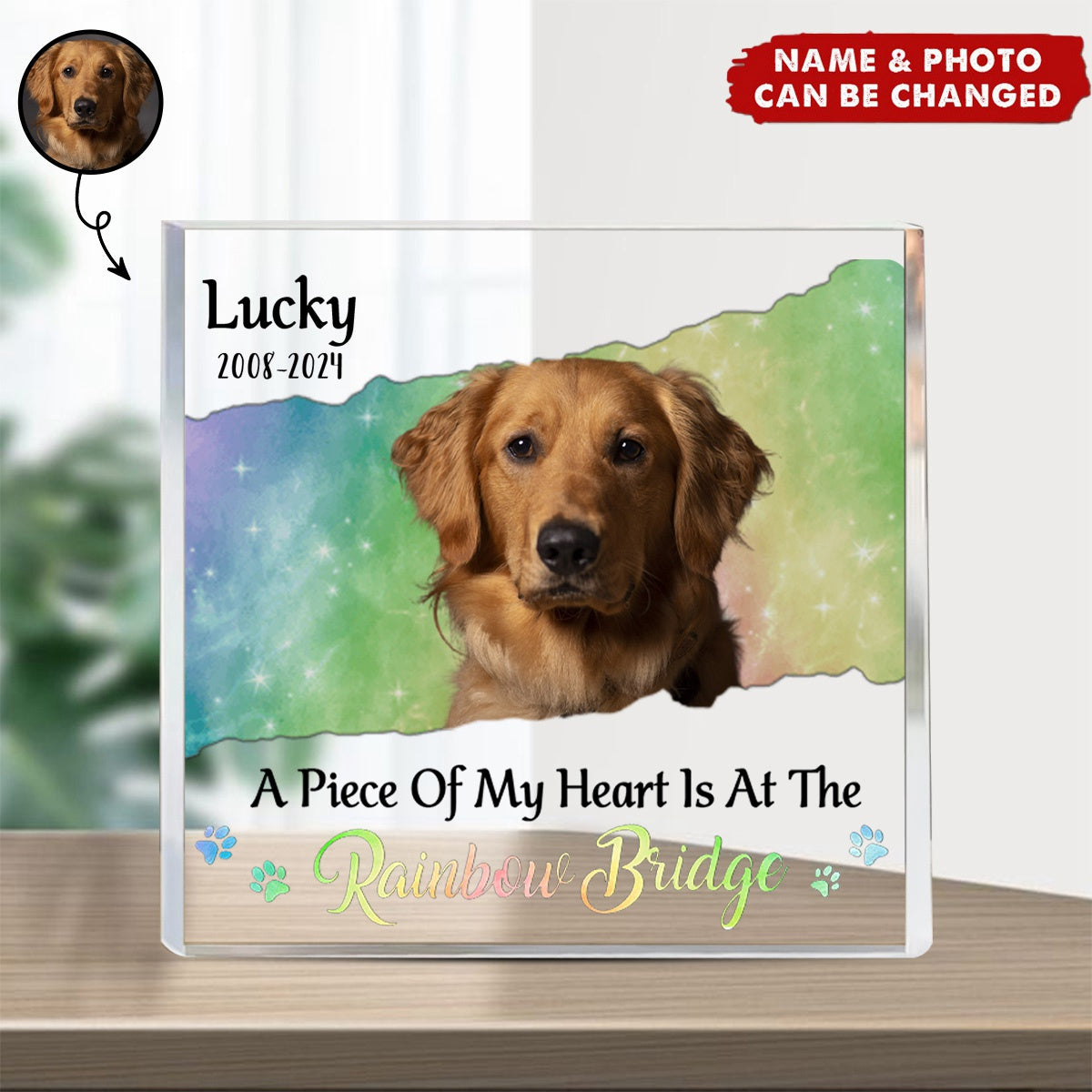 I Crossed The Rainbow Bridge Knowing I Was Loved - Personalized Square Shaped Acrylic Plaque - Memorial Gift For Pet Owners, Pet Lovers