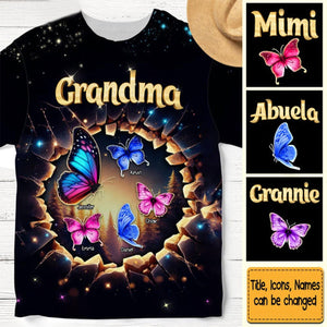 Personalized Gift For Grandma Butterfly 3D Effect All-over Print-T Shirt