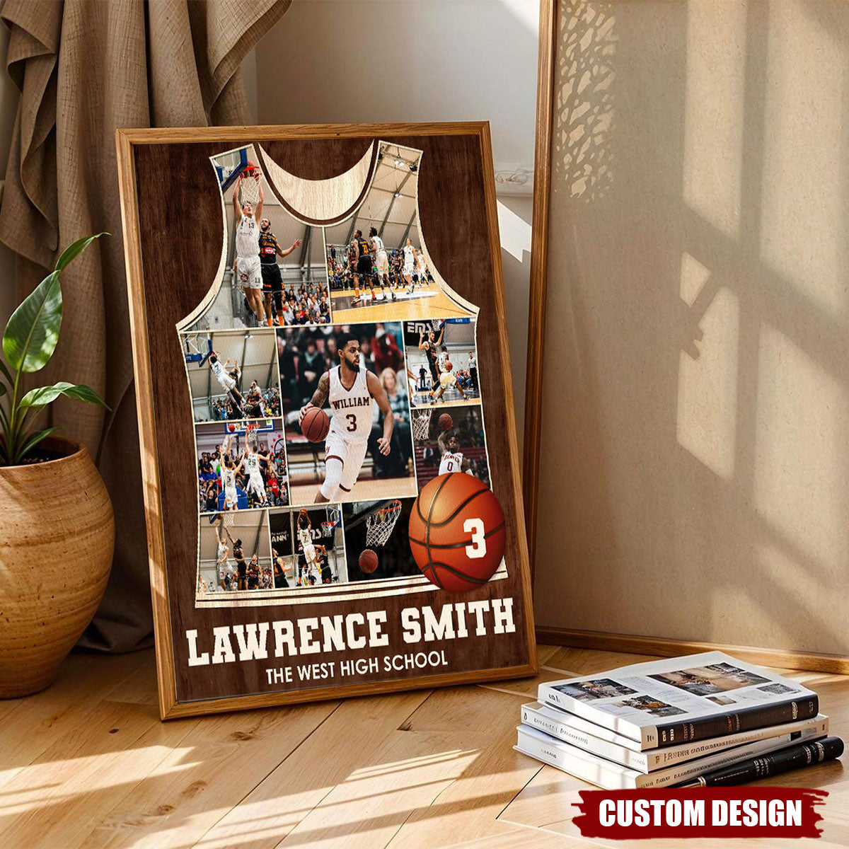 Personalized Basketball Jersey Photo Collage Poster, Basketball Player Gift