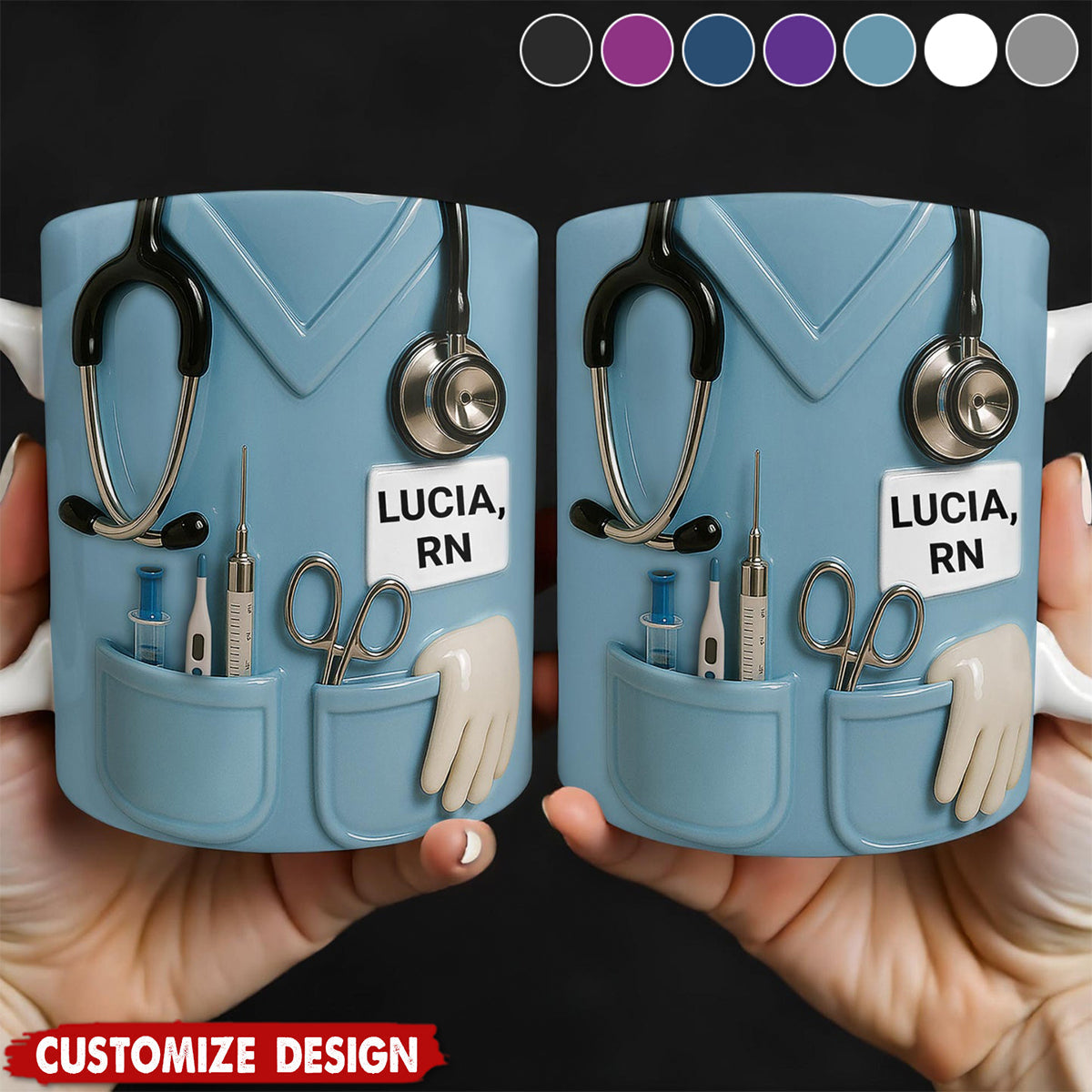 Celebrate Everyday Heroes, Stethoscope And Medical Instruments - Personalized Coffee Mug - Perfect Gift For Nurses