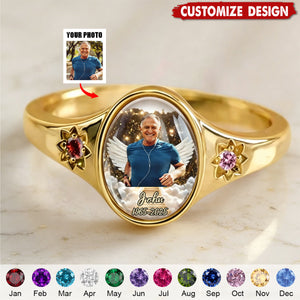 Personalized Memorial Birthstones Ring - Gifts For Loss Of Mom,Dad