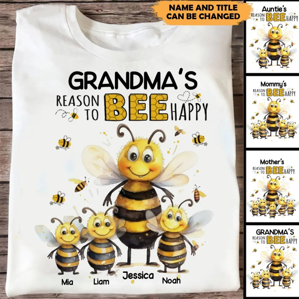 Personalized T-shirts With Grandmas And Moms-Reasons To Be Happy And Kids  Names