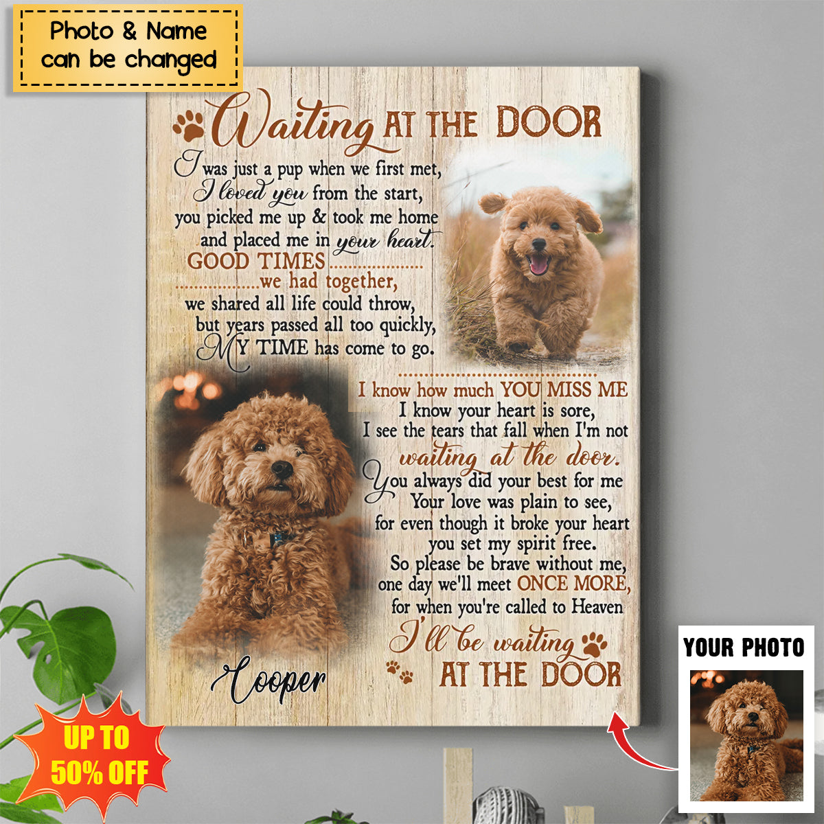 Waiting At The Door - Personalized Photo Dog/Cat Memorial Poster, Gifts For Pet Owners