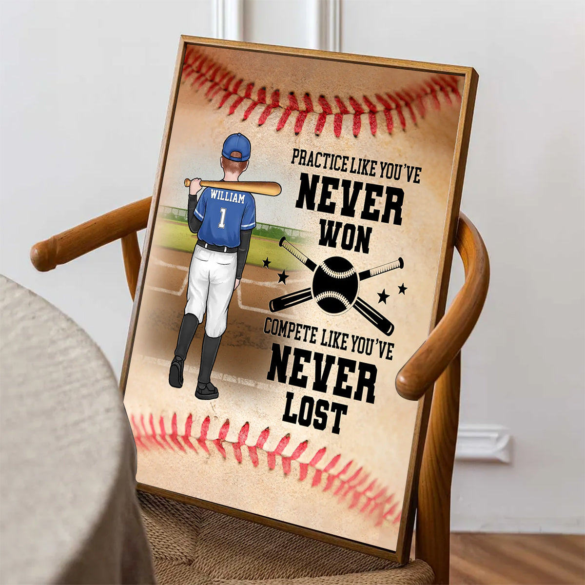 Practice Like You've Never Won - Family Personalized Baseball Poster