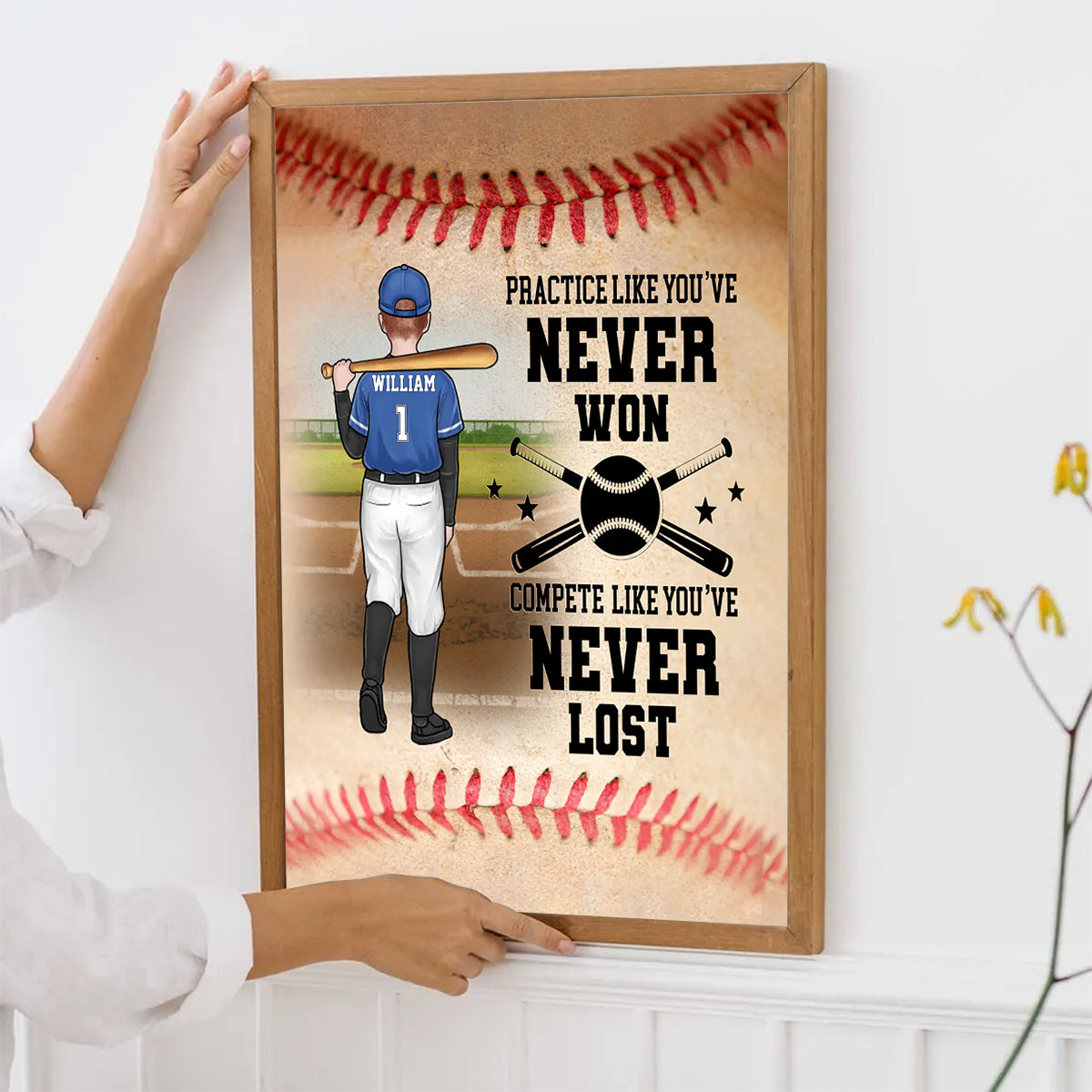 Practice Like You've Never Won - Family Personalized Baseball Poster
