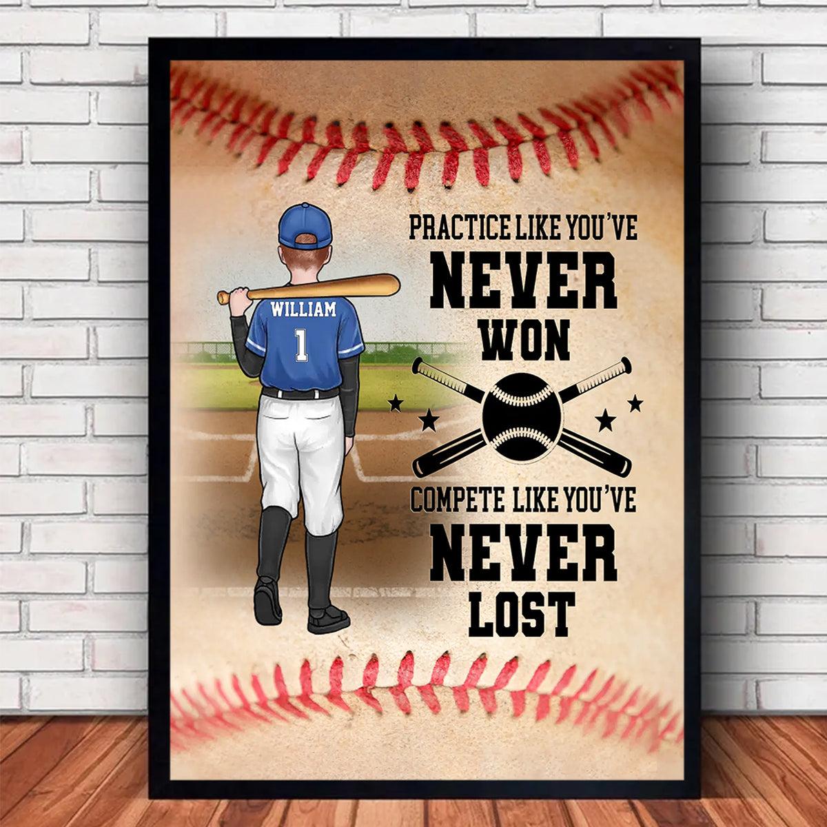 Practice Like You've Never Won - Family Personalized Baseball Poster