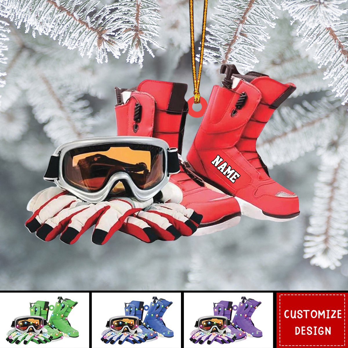 2024 New Release Personalized Skiing Acrylic Christmas Ornament Gift For Skiing Lovers