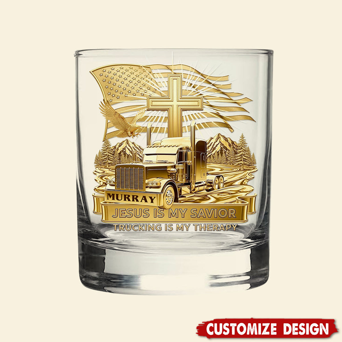 Trucker Christian Round Whiskey Glass - Personalized Gifts For Christian
