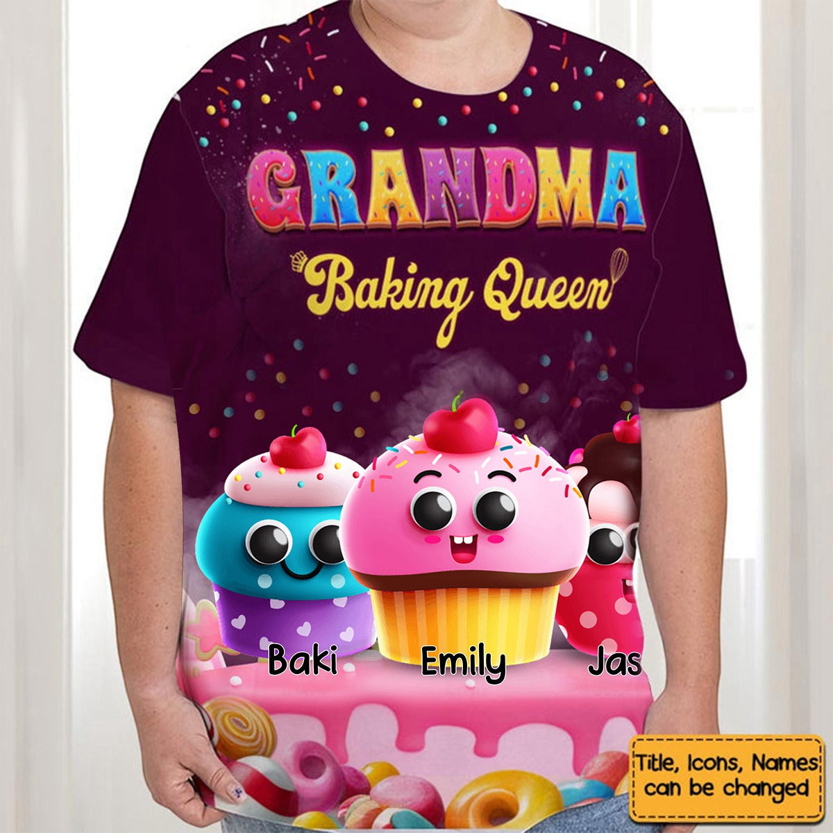 Personlized Gift For Grandma Baking Queen All-over Print T Shirt