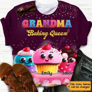 Personlized Gift For Grandma Baking Queen All-over Print T Shirt