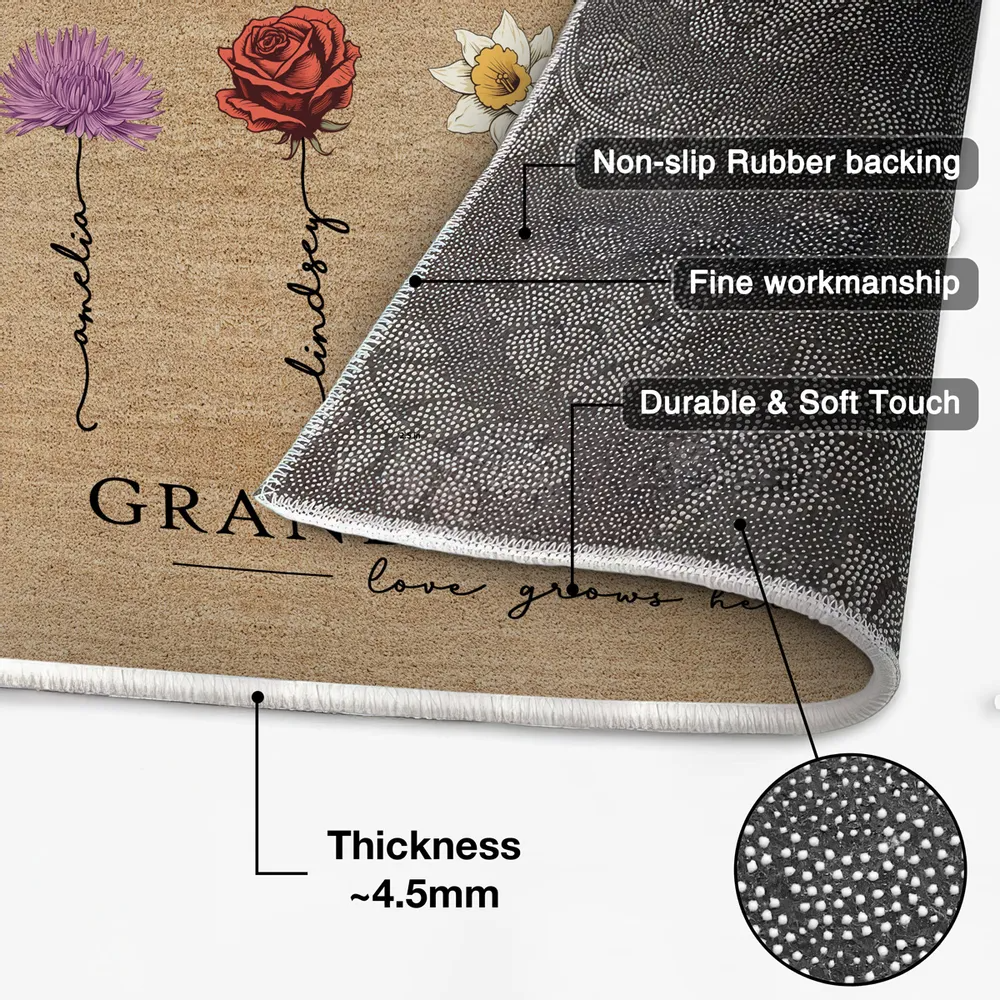 Grandma's Garden Love Grows Here - Personalized Doormat - Mother's Day Gift For Mom, Grandma