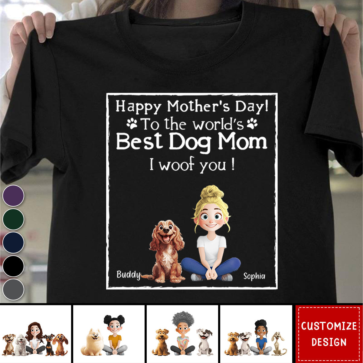 Woof Best Dog Mom - Personalized Unisex T-shirt