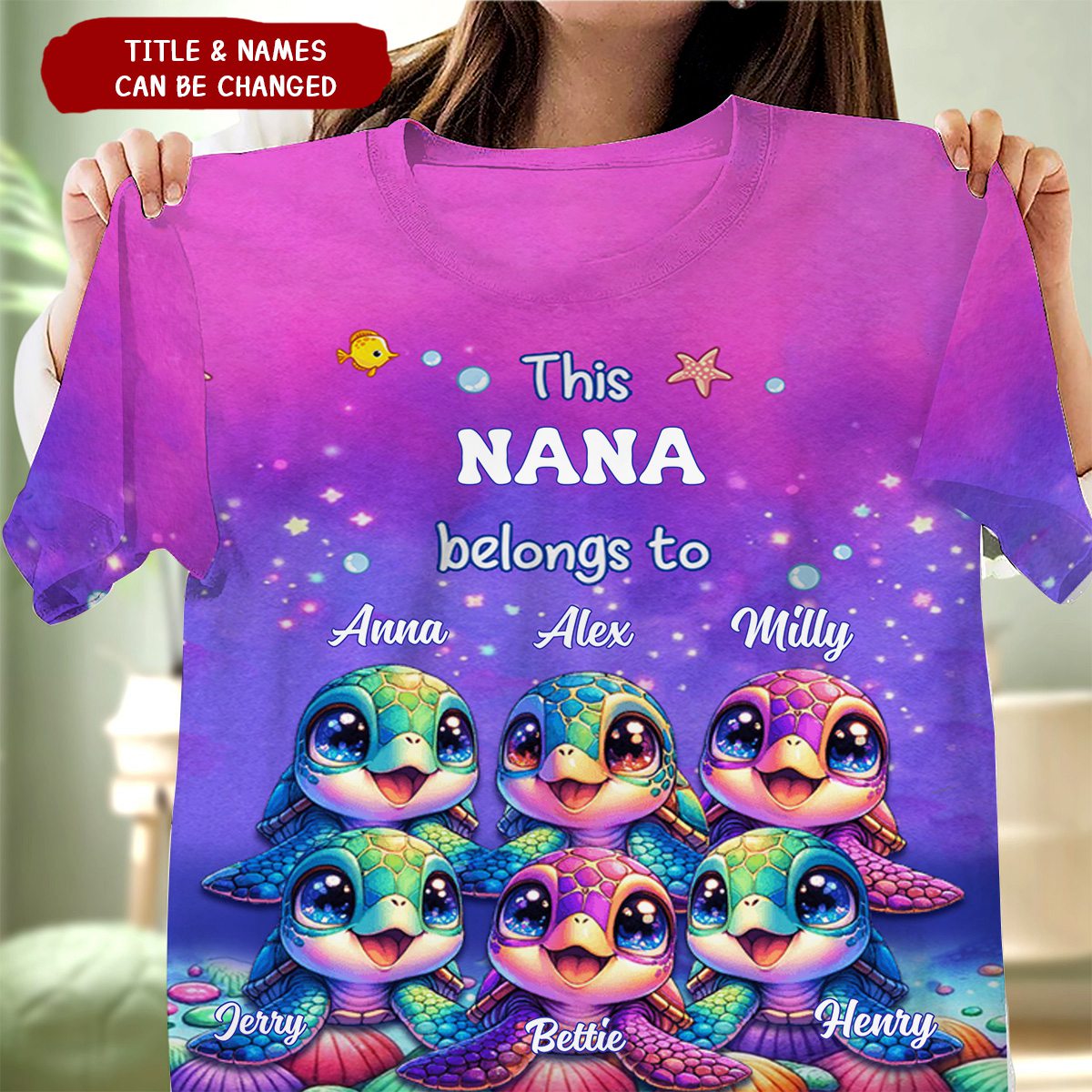This Grandma Belongs To Colorful Turtle Personalized 3D T-shirt
