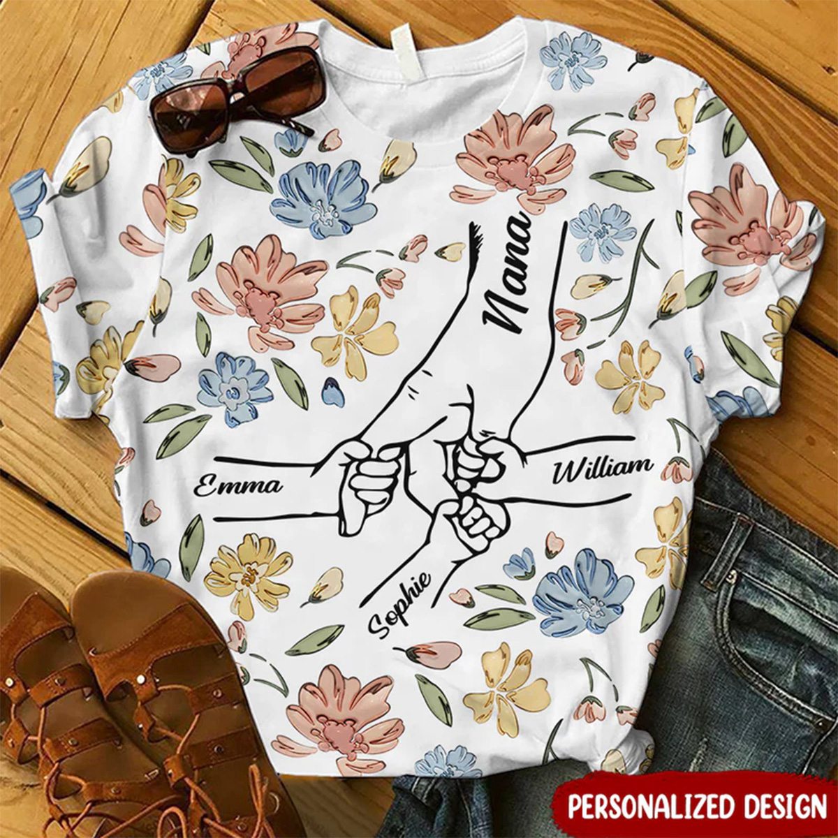 Hand In Hand, I Will Always Protect You - Gift For Mom, Grandma Personalized 3D T-shirt