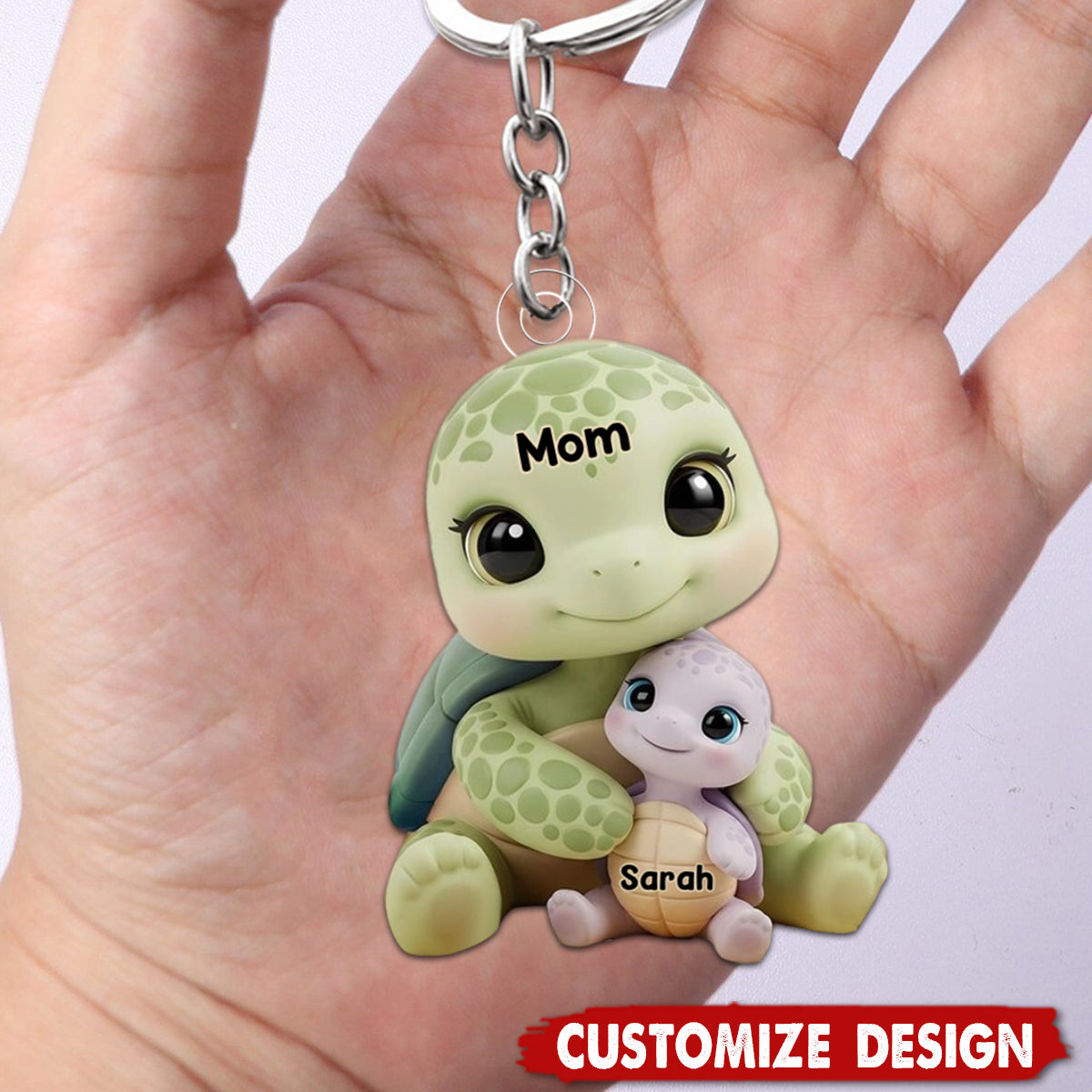 Mama Turtle - Personalized Mother Keychain