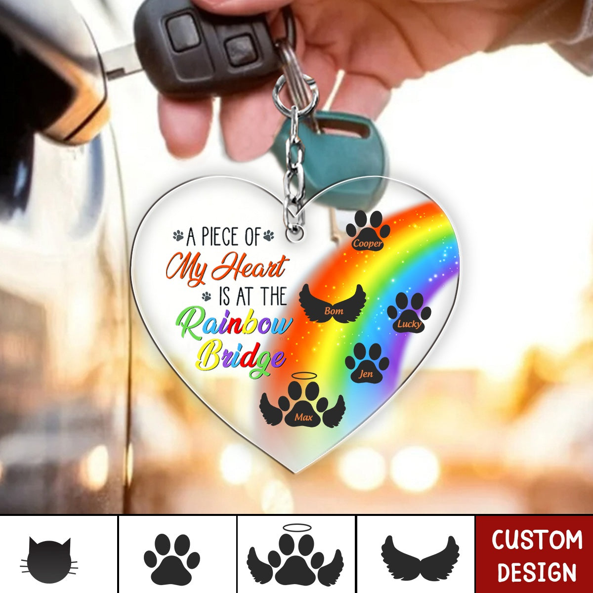 A Piece Of My Heart Is At The Rainbow Bridge - Pet Memorial Gift - Personalized Acrylic Keychain