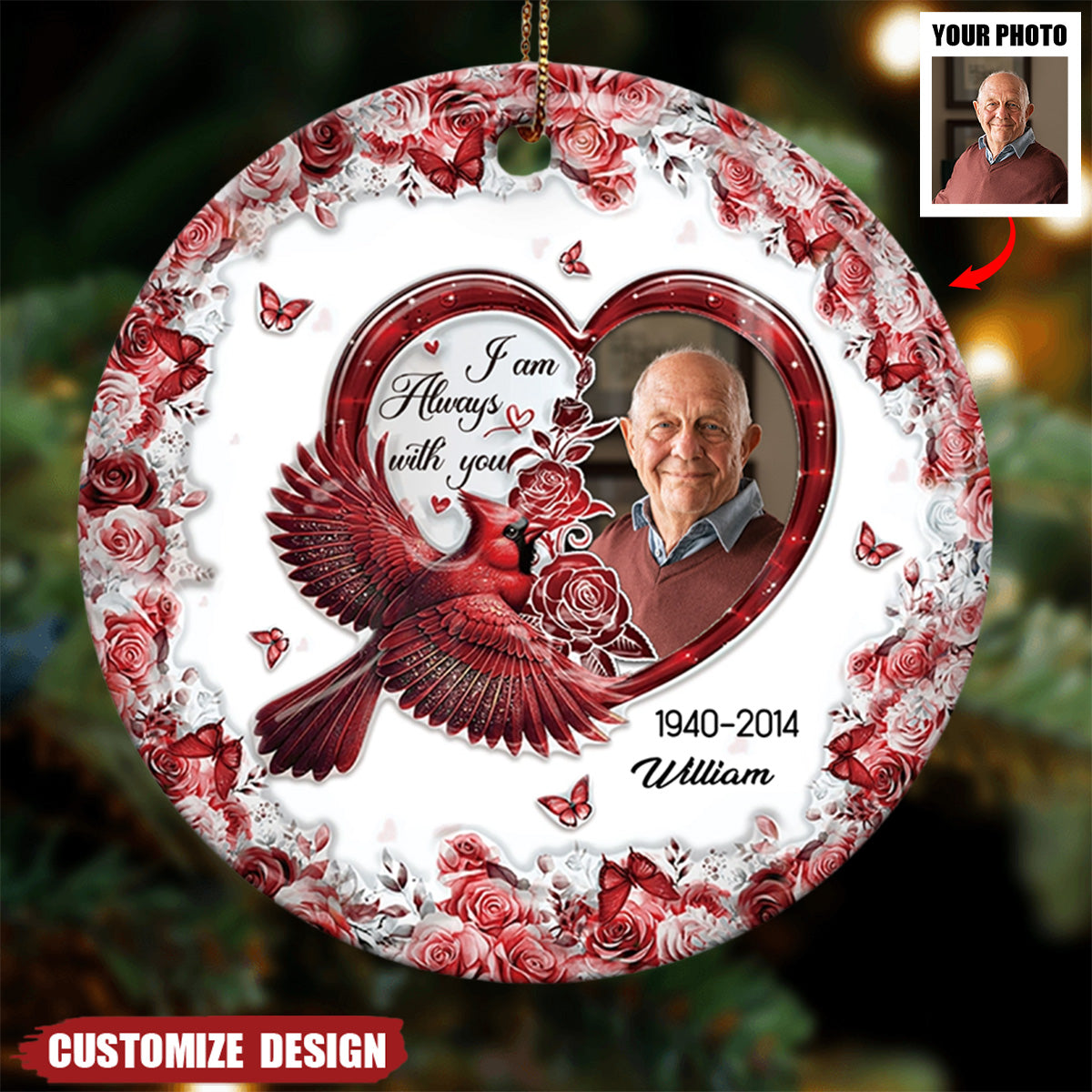 I am Always with You - Personalized Circle Ceramic Ornament