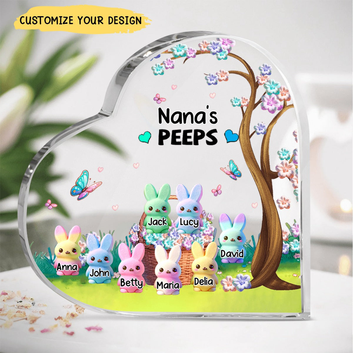 Grandma's Marshmallow - Personalized Heart Shaped Acrylic Plaque