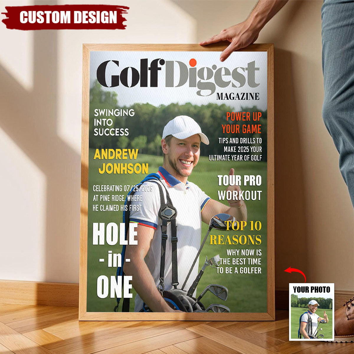 Golf Digest Magazine Personalized Canvas, Custom Golfer Magazines Photo, Unique Gift For Golfer, Golf Digest Gift