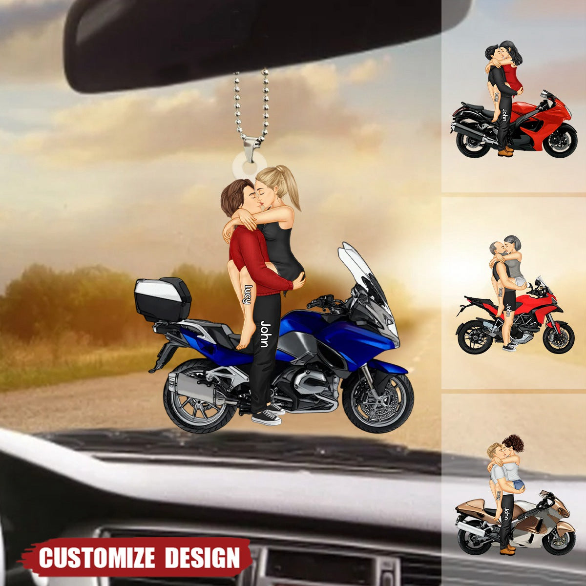 New Release - Personalized Motorcycle Couple Car Ornament