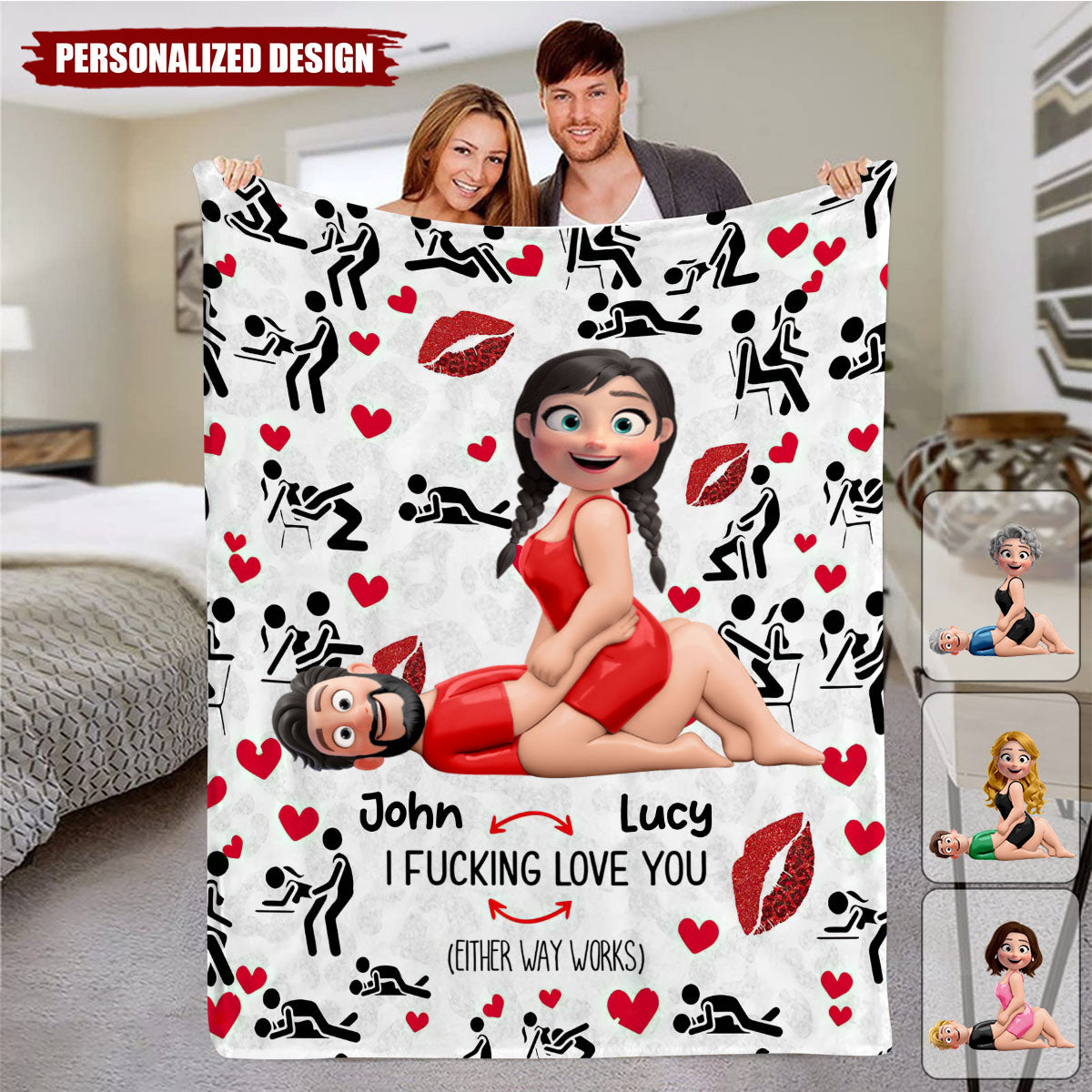 I Love You-Personalized Couple Blanket