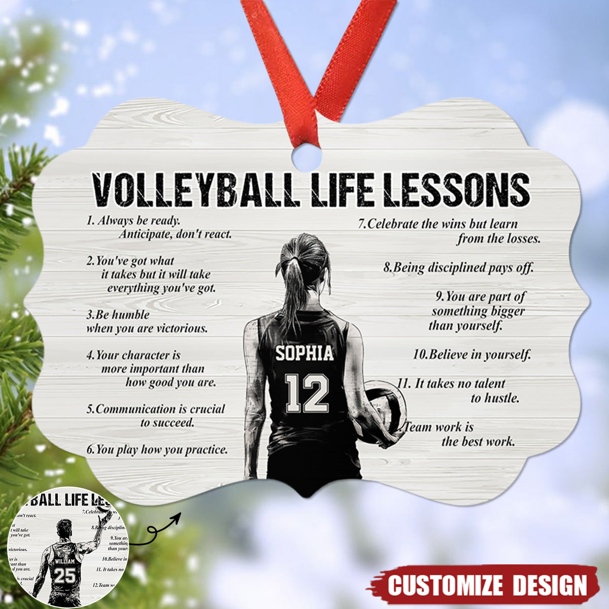 Personalized Volleyball Life Lessons Wooden Ornament - Gift For Volleyball Lovers