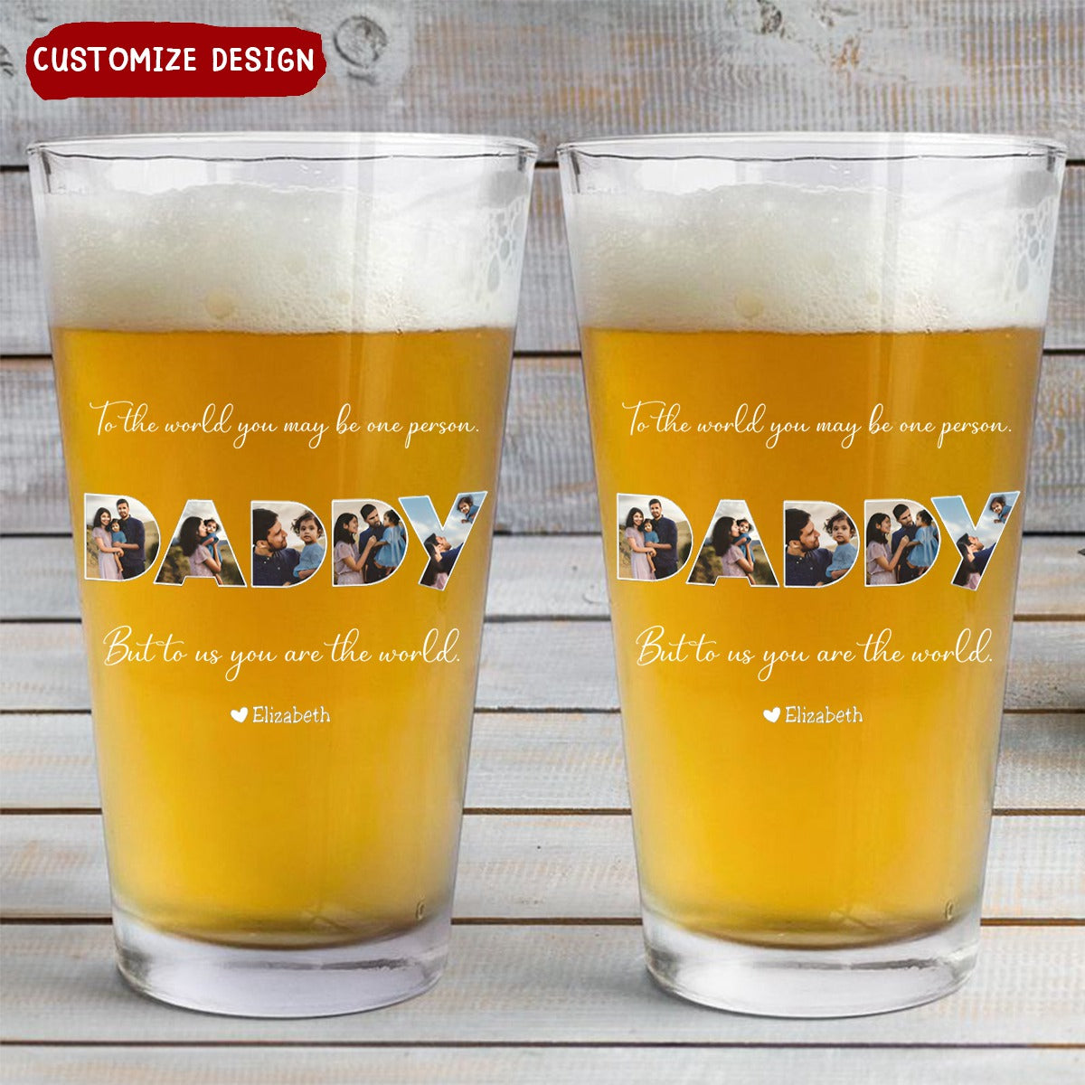 DAD To Me You Are The World Personalized Glass- Gifts For Dad
