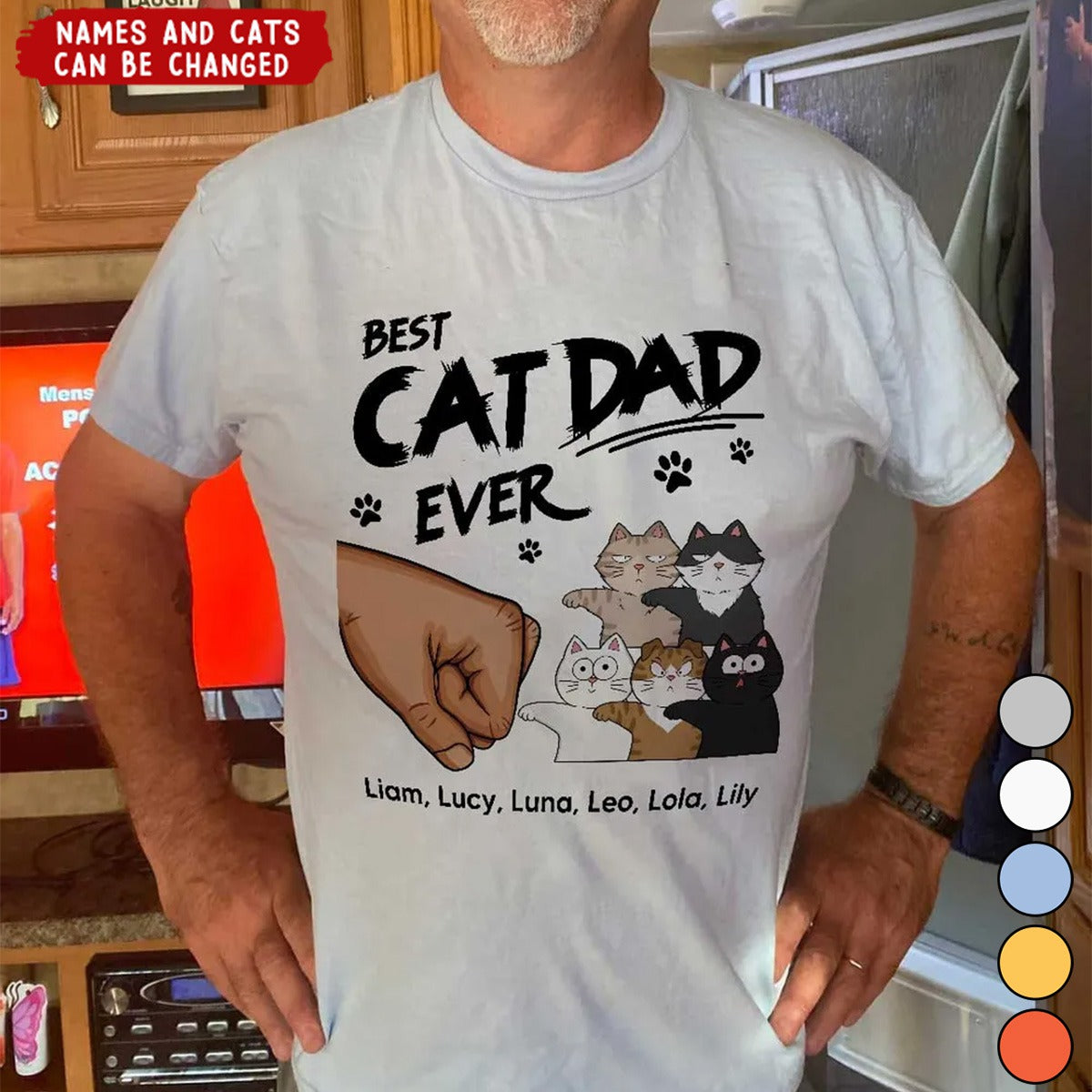 Certified Best Cat Dad Personalized Shirt, Funny Father's Day Gift For Cat Dad
