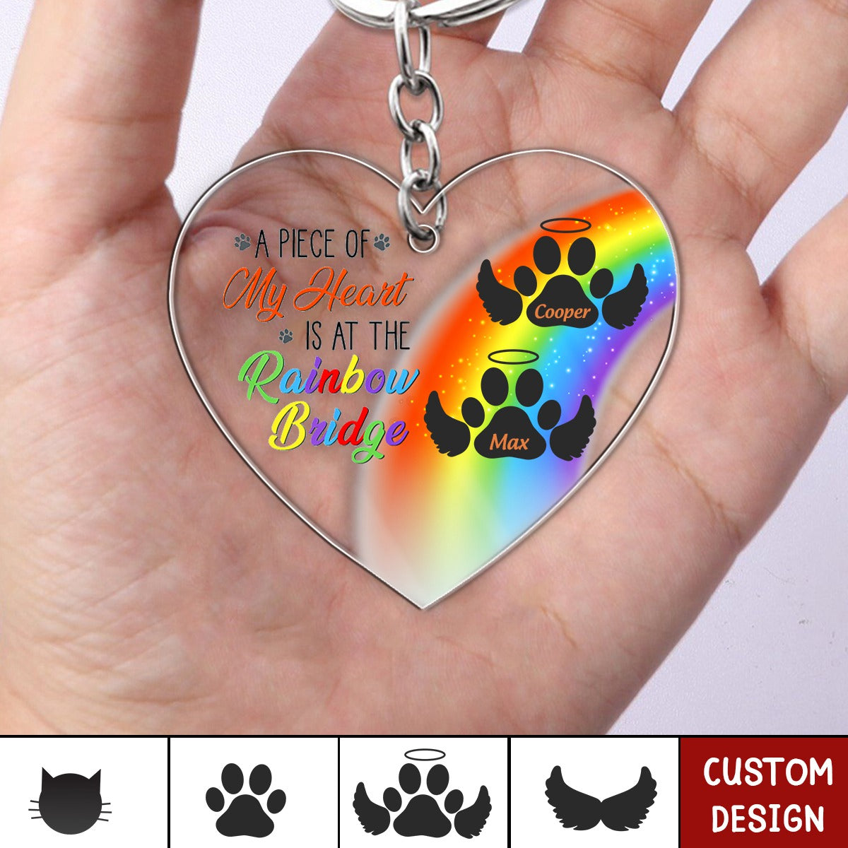 A Piece Of My Heart Is At The Rainbow Bridge - Pet Memorial Gift - Personalized Acrylic Keychain