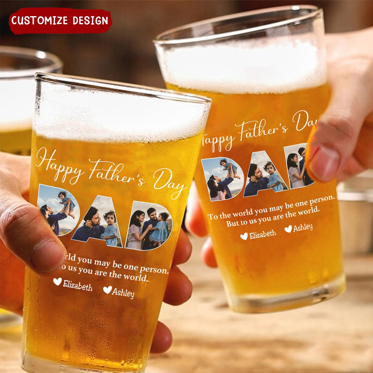 DAD To Me You Are The World Personalized Glass- Gifts For Dad