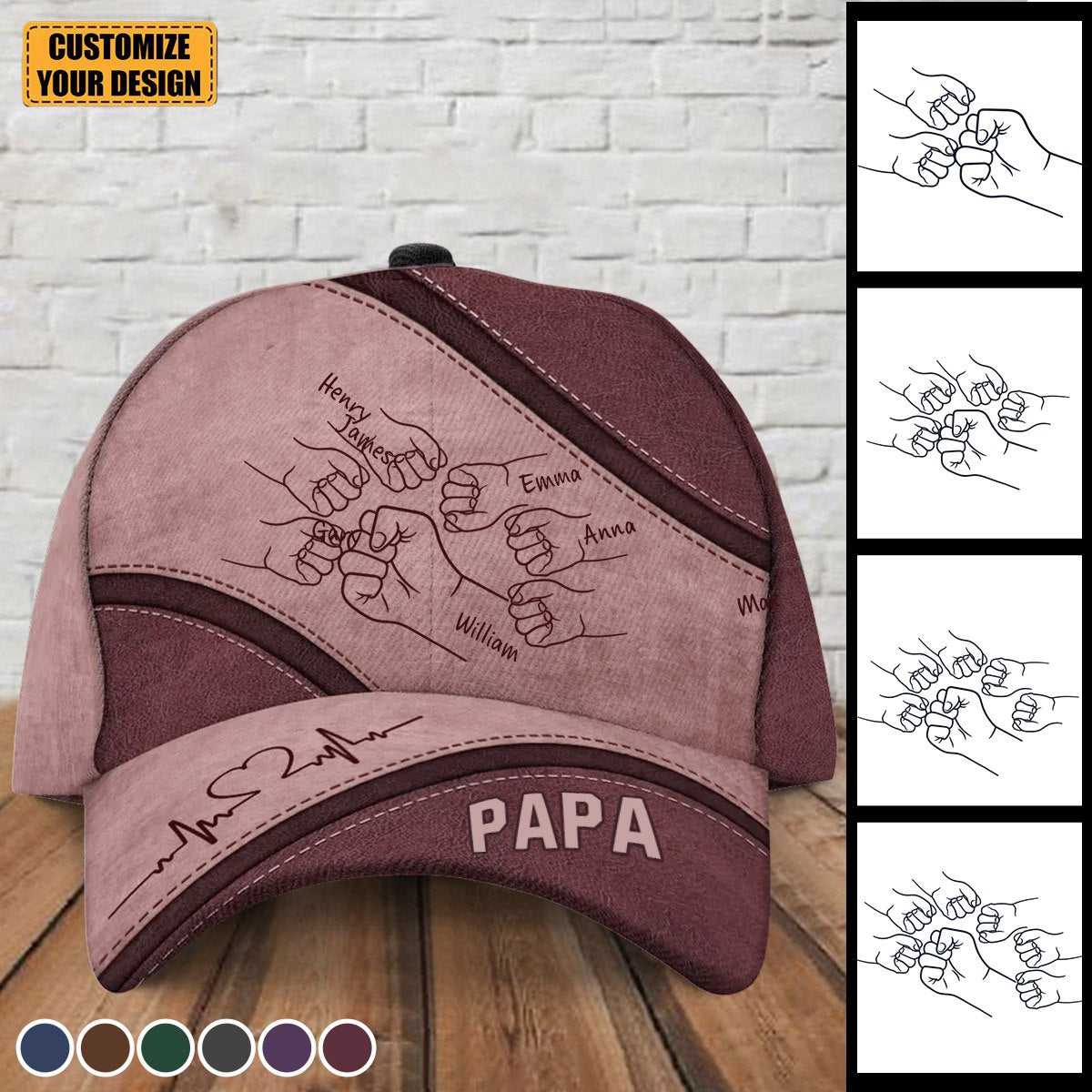 Outline Fist Bump Dad Grandpa Personalized Classic Cap