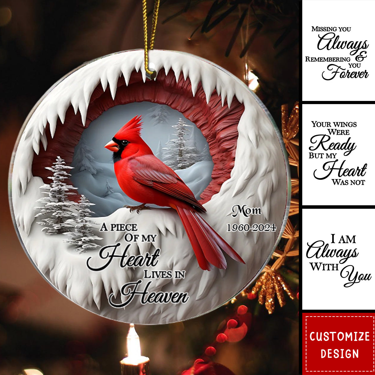2024 New Release - Your Wings Were Ready But My Heart Was Not - Personalized Cardinal Memorial Ornament