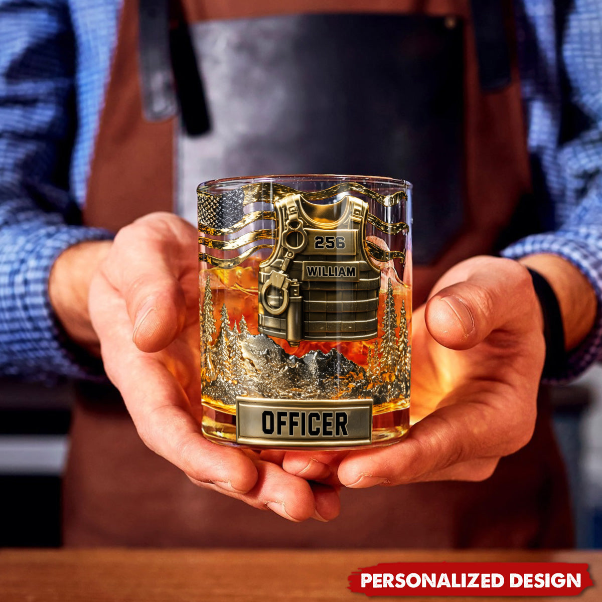 Serve And Protect - Personalized Police Officer Whiskey Glass