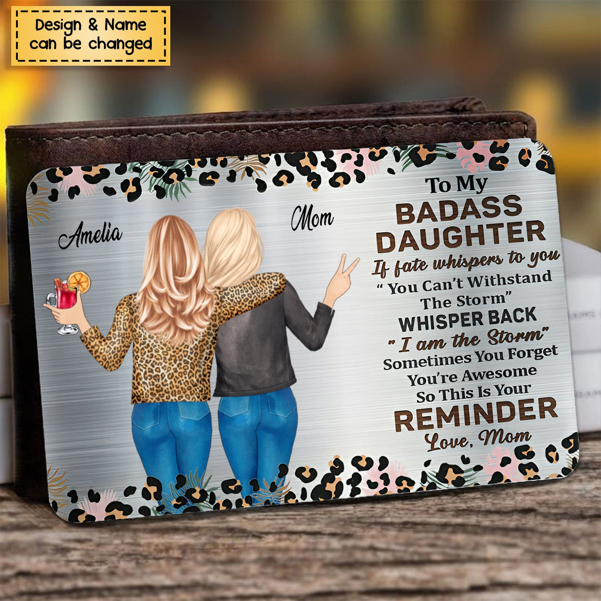 To My Badass Daughter- Personalized Stainless Wallet Card
