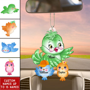 Personalized Nana/Mom Bird WIth Little Kids Acrylic Car Ornament-Gift For Mother's day